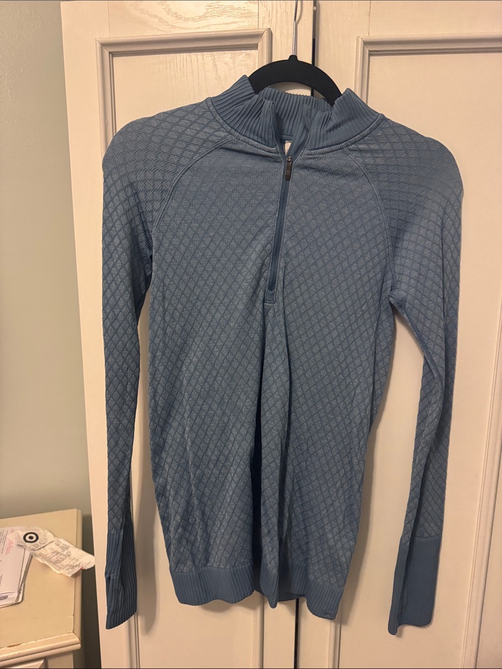 lululemon athletica Dusty Blue Quilted Half-Zip Pullover